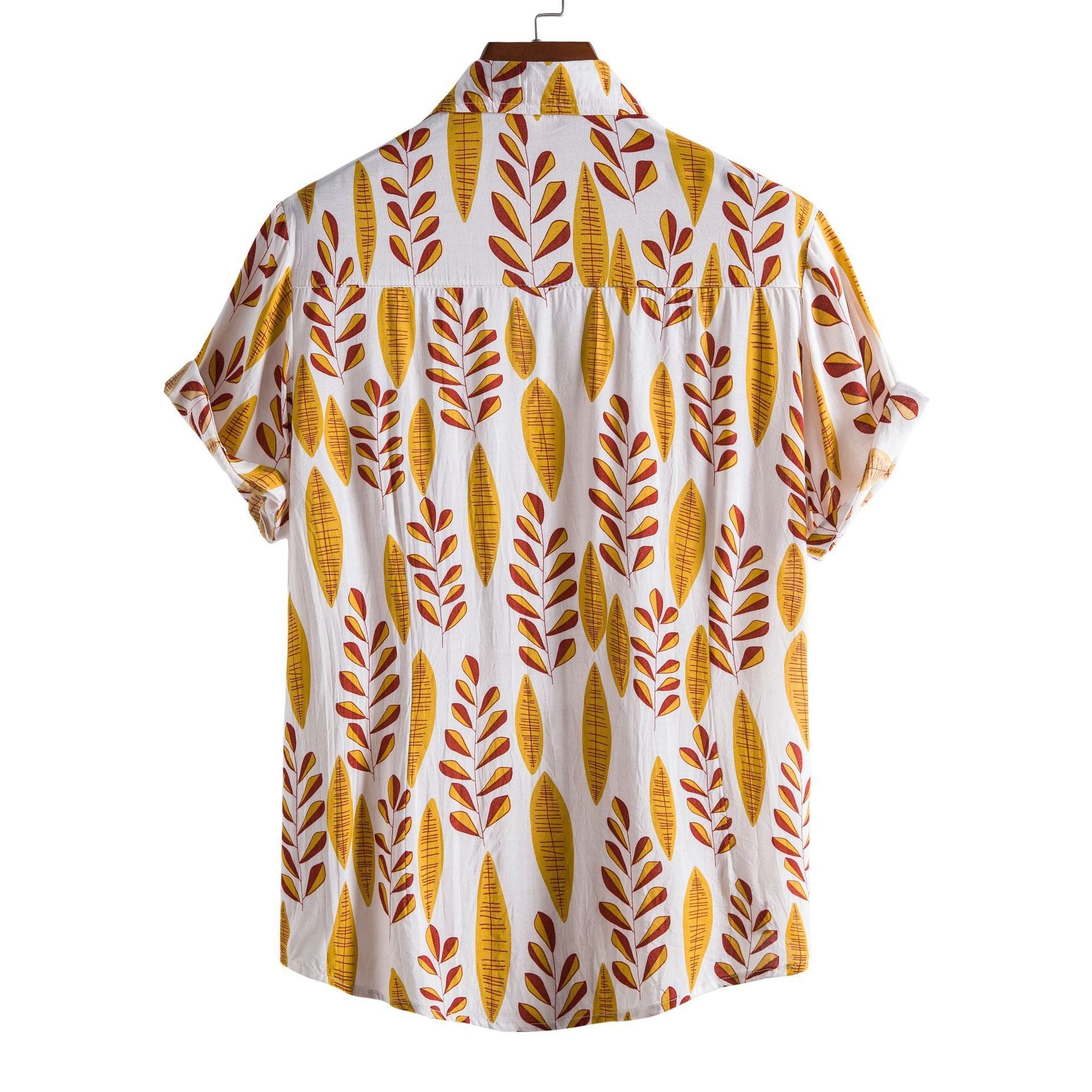 Men's Fashionable Casual Shirt Flowers Pattern Slim Fit Cardigan Short Sleeve Creative Printing Pattern Lapel Men's Shirt