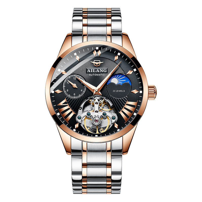 AILANG Men's Automatic Watch Leather Band Waterproof Mechanical Movement Watch Man Business Casual Watch