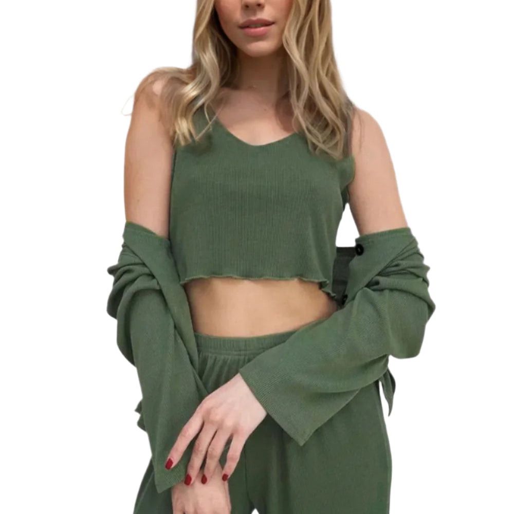 Basic Bae boterzachte ronde hals tanktop, vest en broekset
