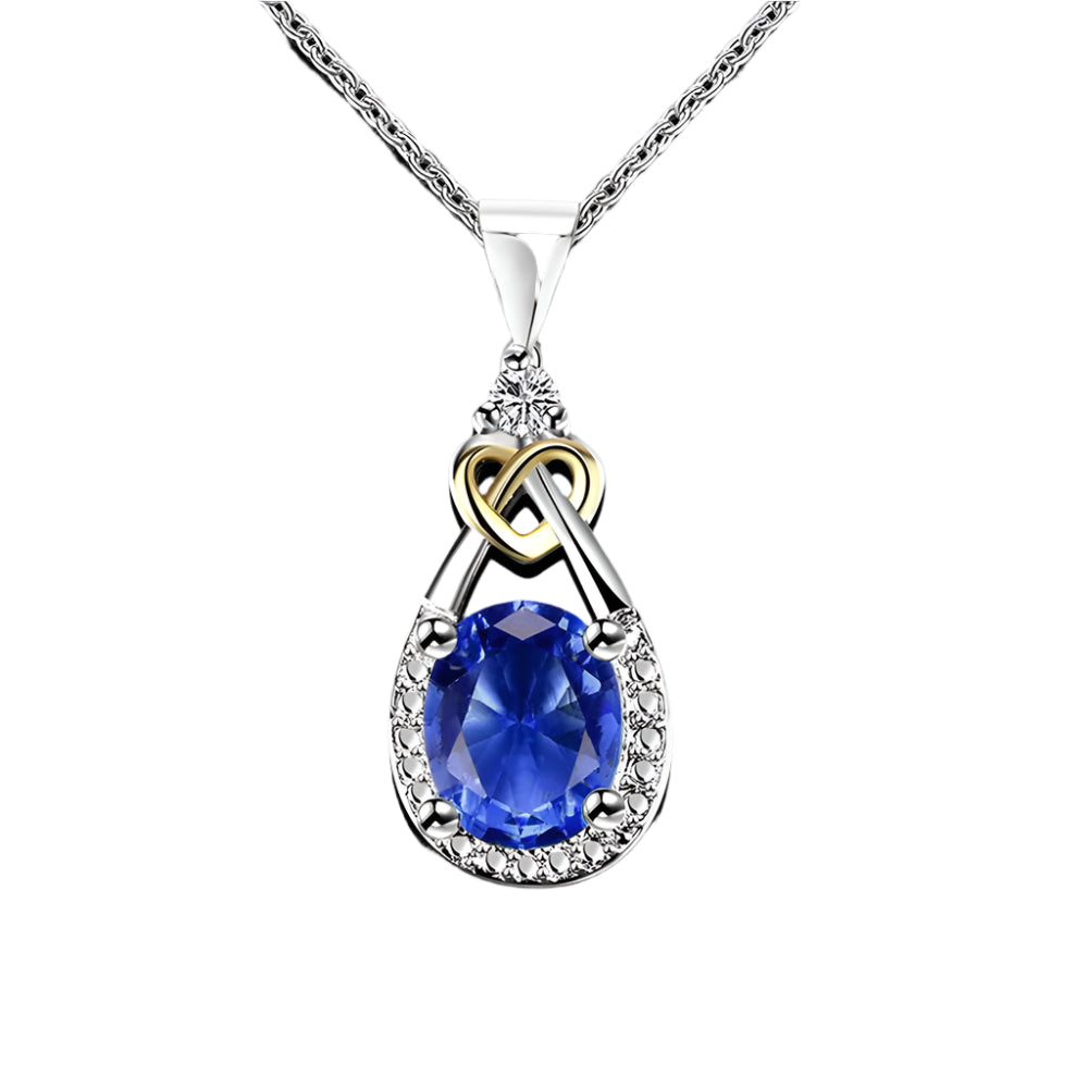 925 Sterling-silver-Blue Oval Stone Women's Nacklaces
