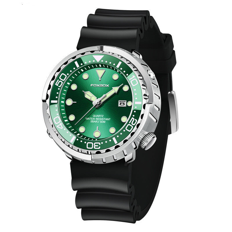 Orologio da uomo Foxbox alla moda con movimento al quarzo automatico, calendario luminoso, personalizzato, classico, a tre lancette, impermeabile