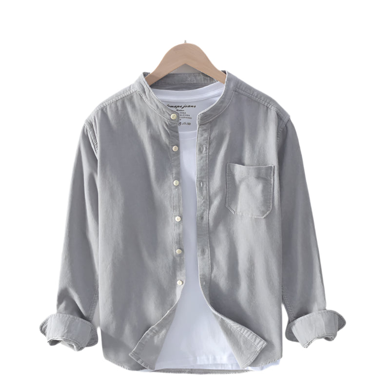 Men's Fashionable Casual Shirt Stand-up Collar Corduroy Shirt Long Sleeve Shirt Cotton Fiber Stylish Men's Shirt
