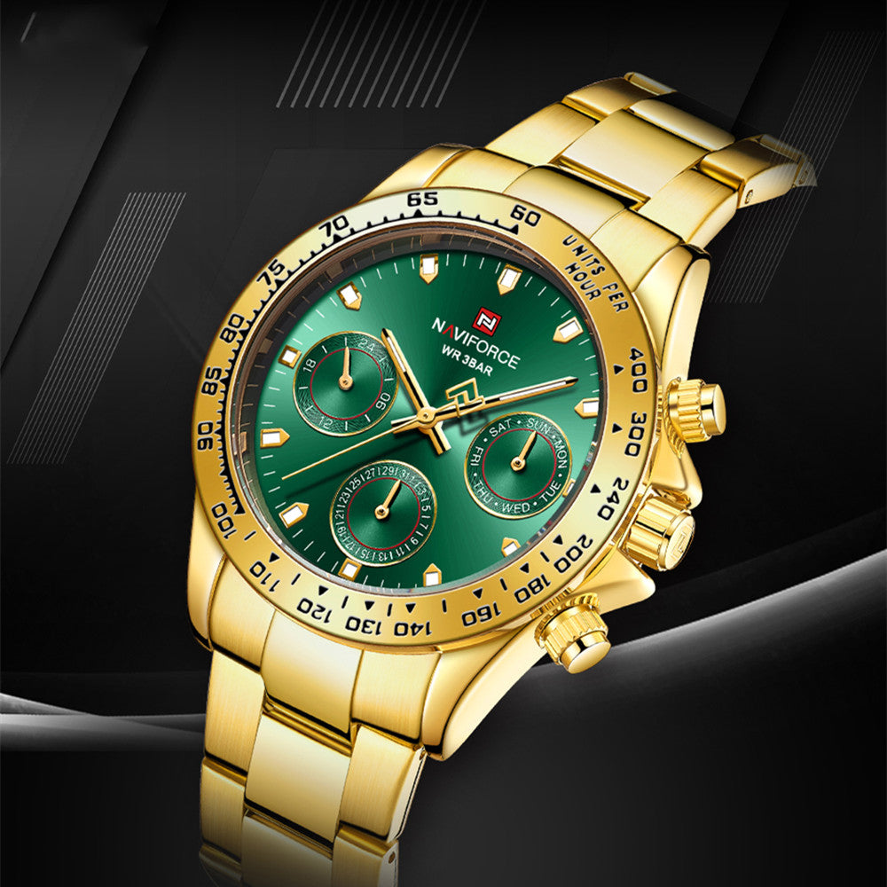 Orologio Naviforce da Uomo, Stile Business Casual, Cinturino in Acciaio, Impermeabile, Movimento al Quarzo Automatico