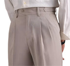 Neapolitan Mesh Wool Breathable Straight Loose Suit  Men's Pants