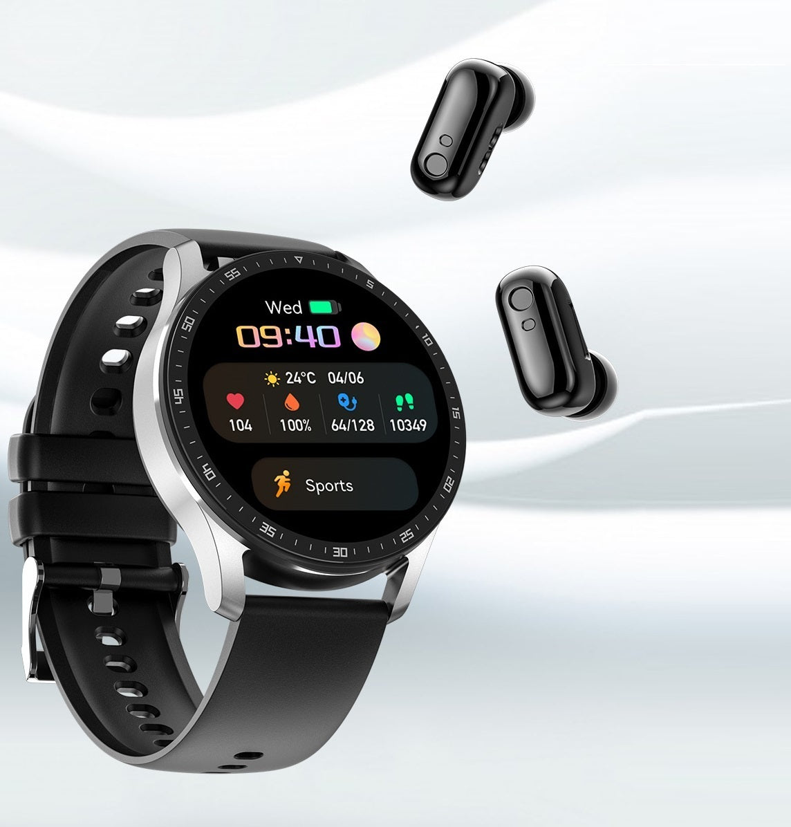 Smart Watch due in uno, auricolari wireless Bluetooth TWS, chiamata vocale, ascolto di musica, orologio intelligente sportivo