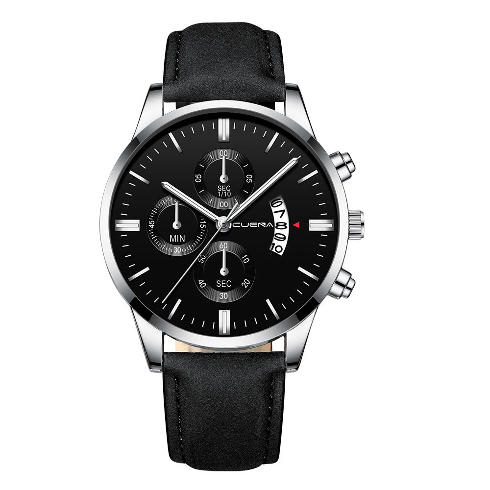 Men's Business Watch Three-eye six-point scale with calendar watch