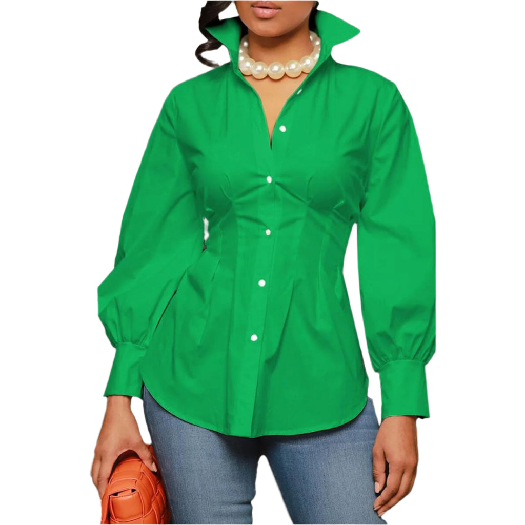 Dames slim fit overhemd met knoopjes