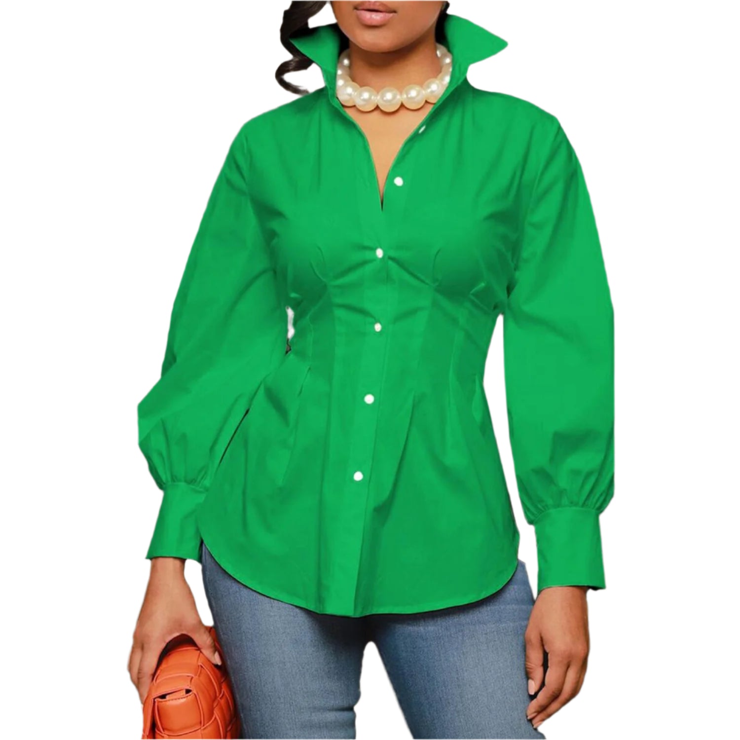 Dames slim fit overhemd met knoopjes