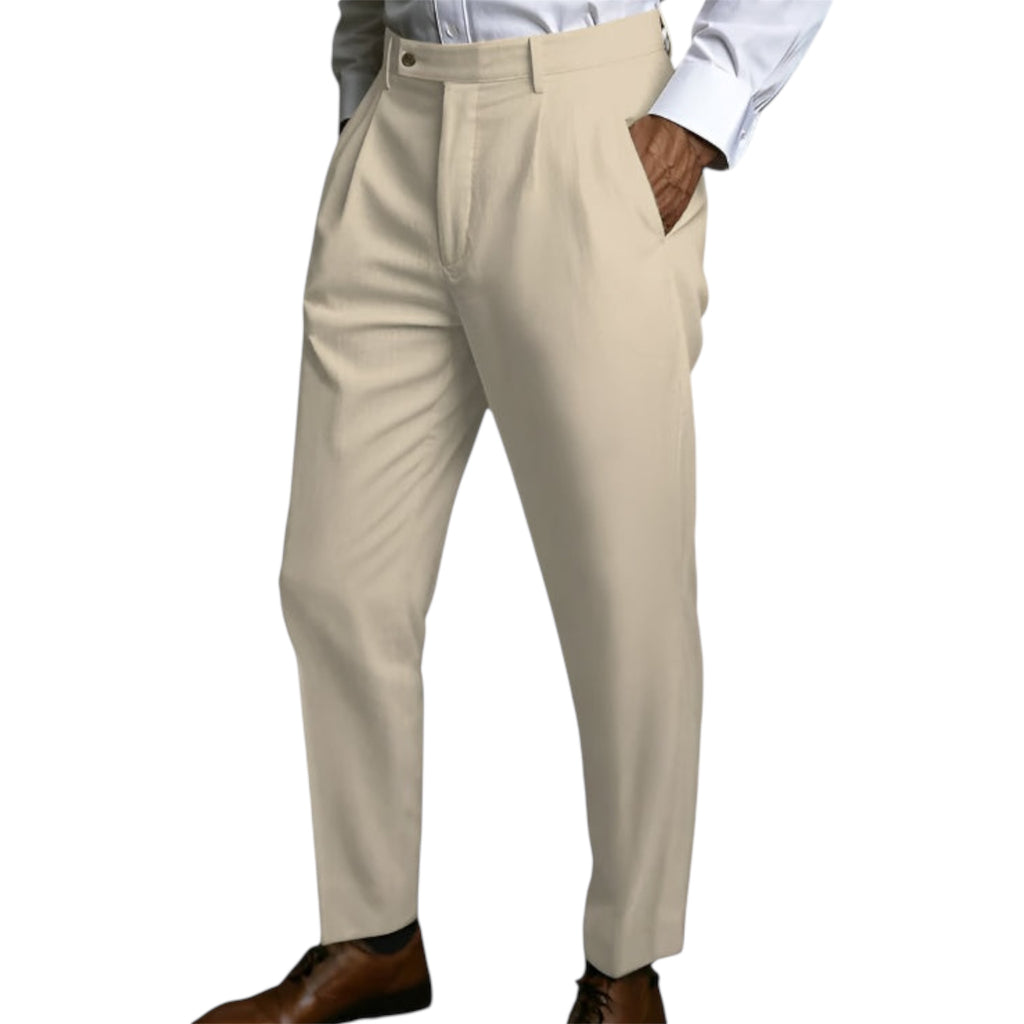 Men's Fashionable Business Casual Formal Pants Solid Color Mid Waist Linen Pocket Flat Comfortable Breathable Men's Pants