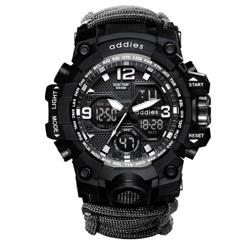 ADDIES Multifunctional Survival Watch Waterproof Military Bracelet Emergency Gear for Camping Hiking Watch
