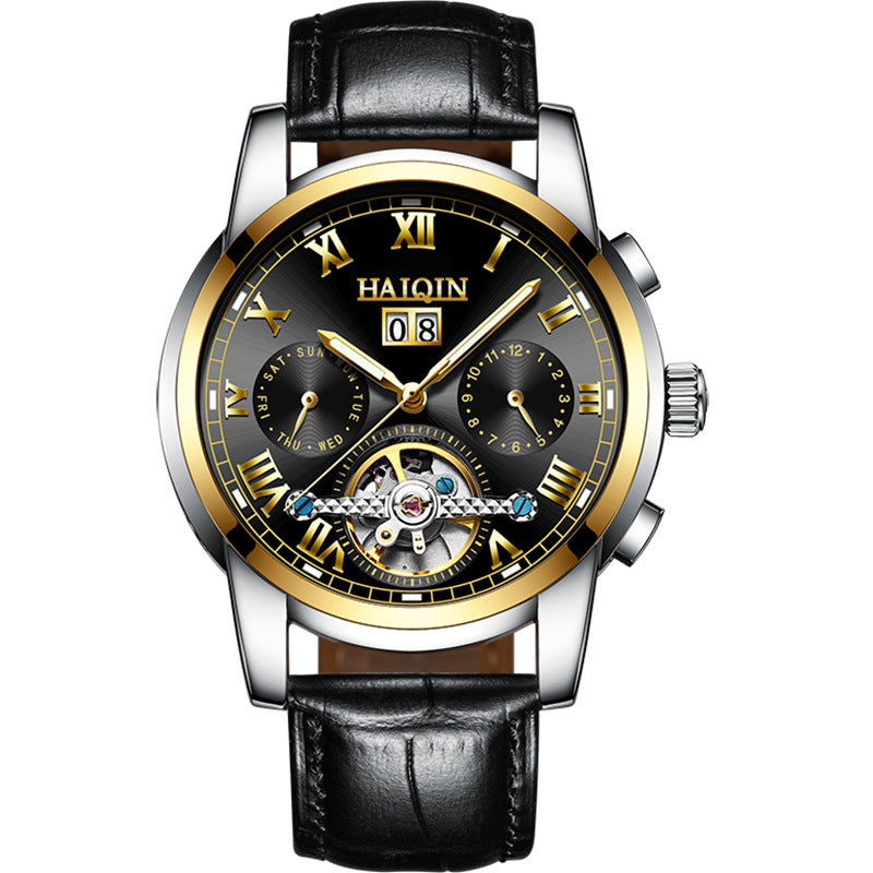 Orologio meccanico automatico da uomo con tourbillon cavo luminoso e impermeabile alla moda