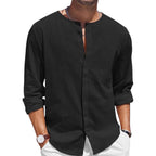 Men's Fashionable Casual Formal Shirt Cotton Linen Cardigan Shirt Collar Decorated With Buttons Men's Fashion Casual Shirt