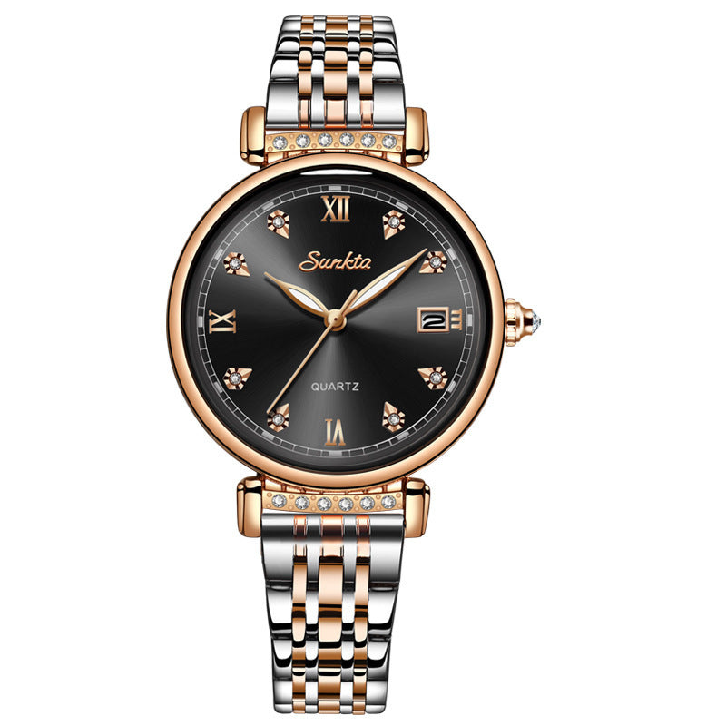 SUNKTA ST6672 Women's Quartz Watch Luxury Rhinestone Crafted Fashion Casual 30M Waterproof Women's Watch