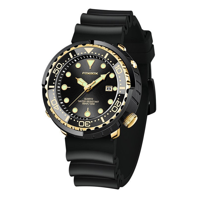 FOXBOX Orologio subacqueo da uomo di alta marca, impermeabile fino a 50 atmosfere, con data e orologio sportivo, orologio da polso al quarzo da uomo