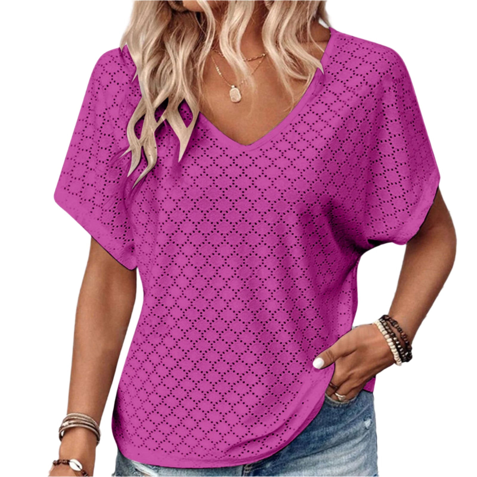 Hollow Jacquard dames T-shirt