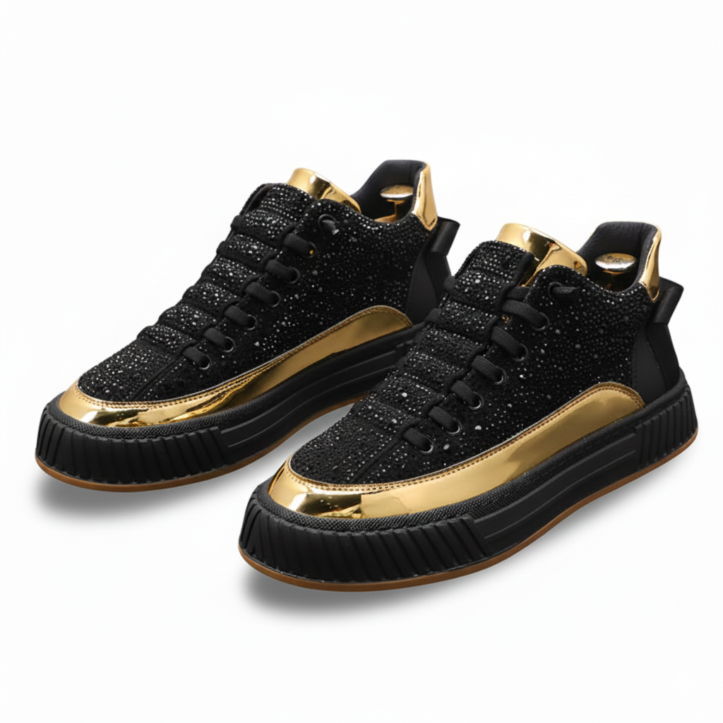 Men's Luxury Glamorous Rhinestone Casual Prom Sneakers Slip-On Shoes Zapatos Hombre Men's Fashion Sneaker Shoes