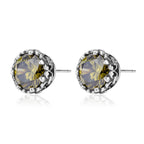 Handmade S925 Sterling Silver Olive Green Vintage Simple Earrings