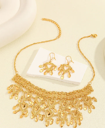 Heart-shaped Necklace Earrings Bridal Jewelry Suit