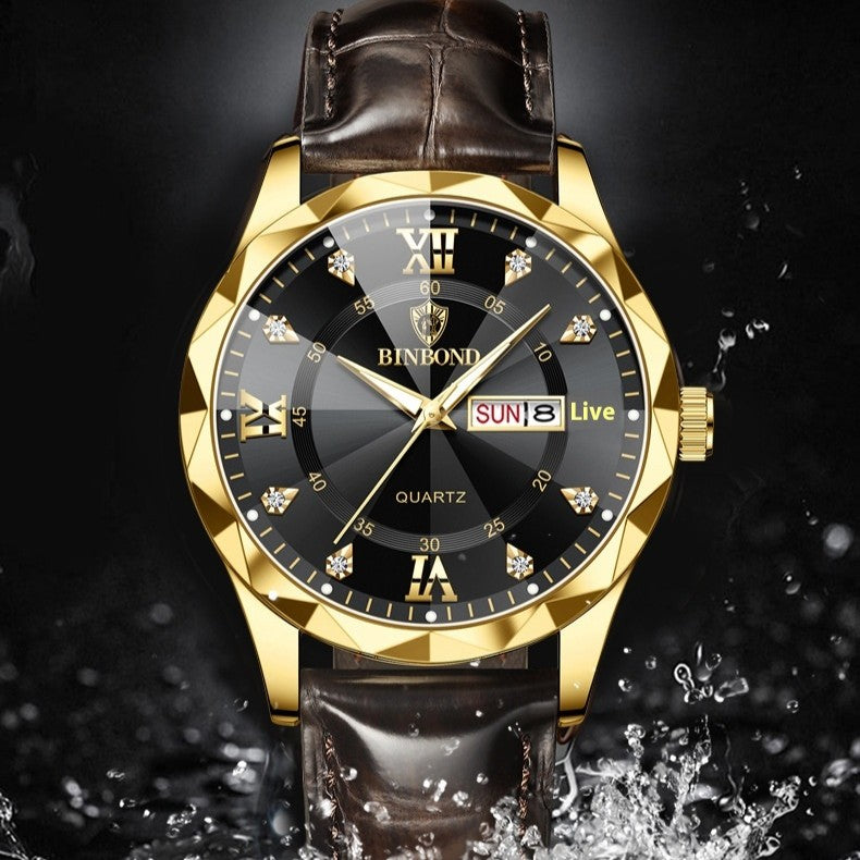 Man Luxury Fashion Waterproof Leather Band Sports Watch - Acquisti Online