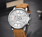 Orginal leather belt Binya Outdoor Sports Three-Eye Belt Men's Watch