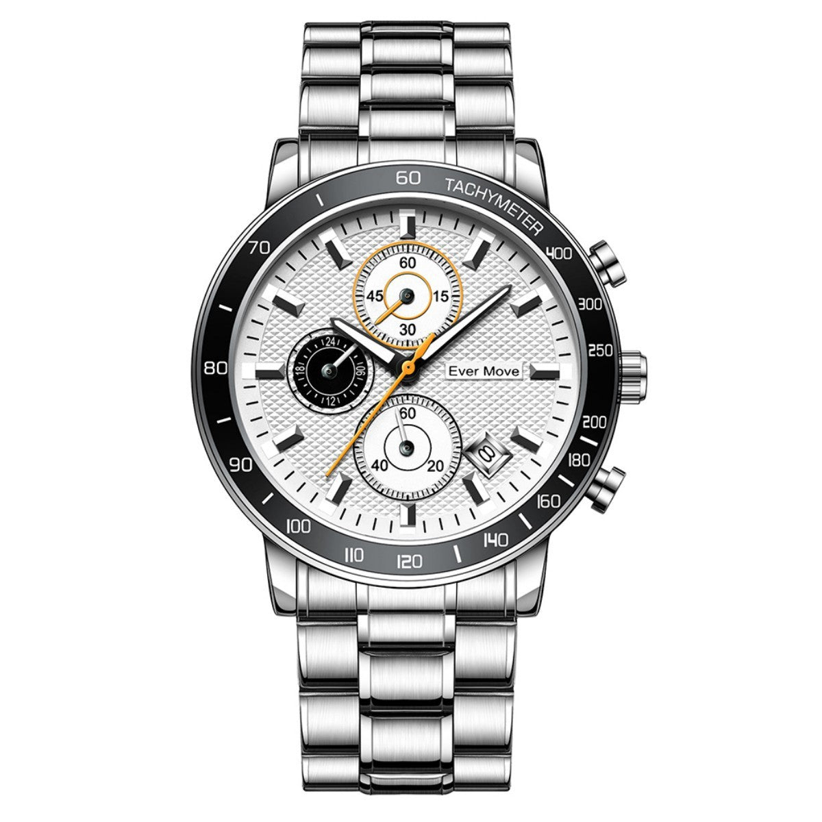 Orologio al quarzo da uomo Ever Move, impermeabile, per adulti, con tre lancette, cinturino in acciaio, piccolo orologio luminoso