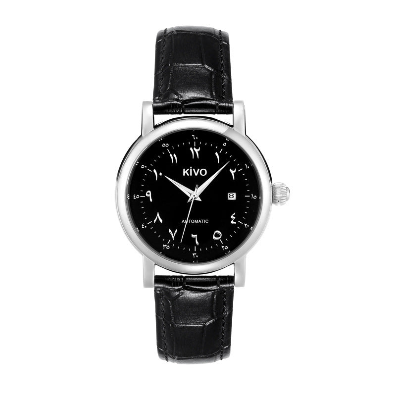 KIVO Dames Luxe Mechanisch Horloge Roestvrij Staal Automatisch Mechanisch Uurwerk Originele Leren Band Dameshorloge