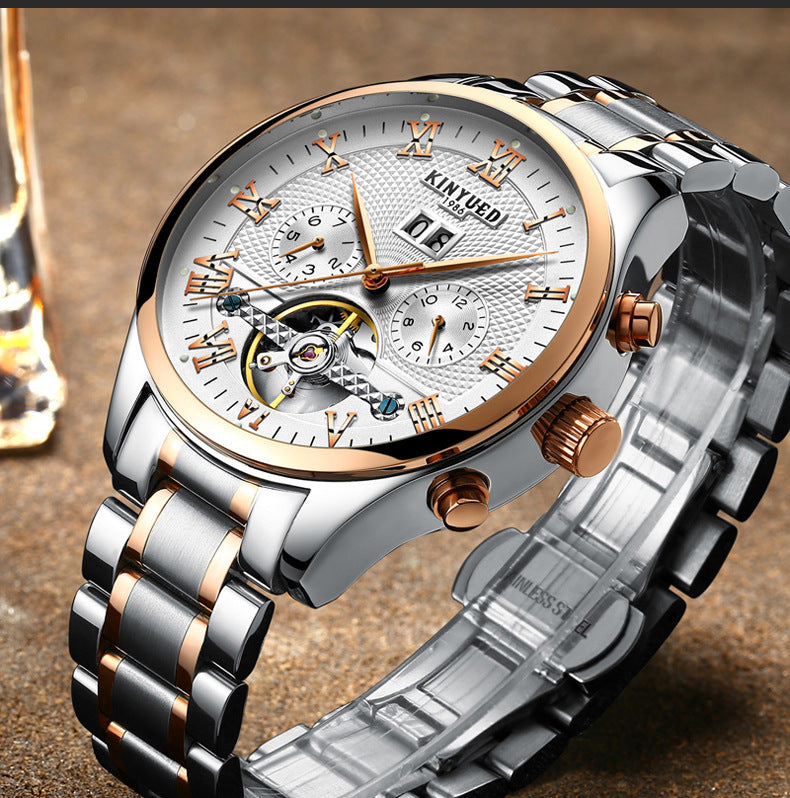 Orologio meccanico da uomo KINYUED Tourbillon Hollow