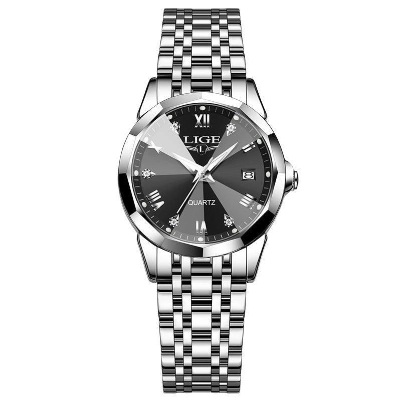 LIGE Top Luxury Elegant Watch for Women Waterproof Luminous Date Ladies Watch Stainless Steel Quartz Women's Watches