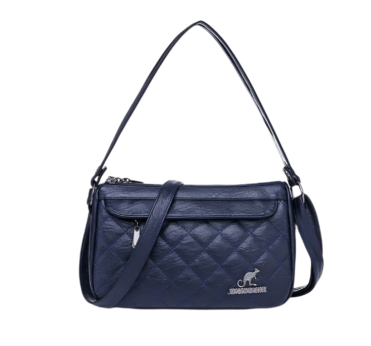 Women's Shoulder Bag Large Capacity Crossbody Multi Zipper Pocket PU Soft Leather Textured Fashionable Women's Crossbody Bag