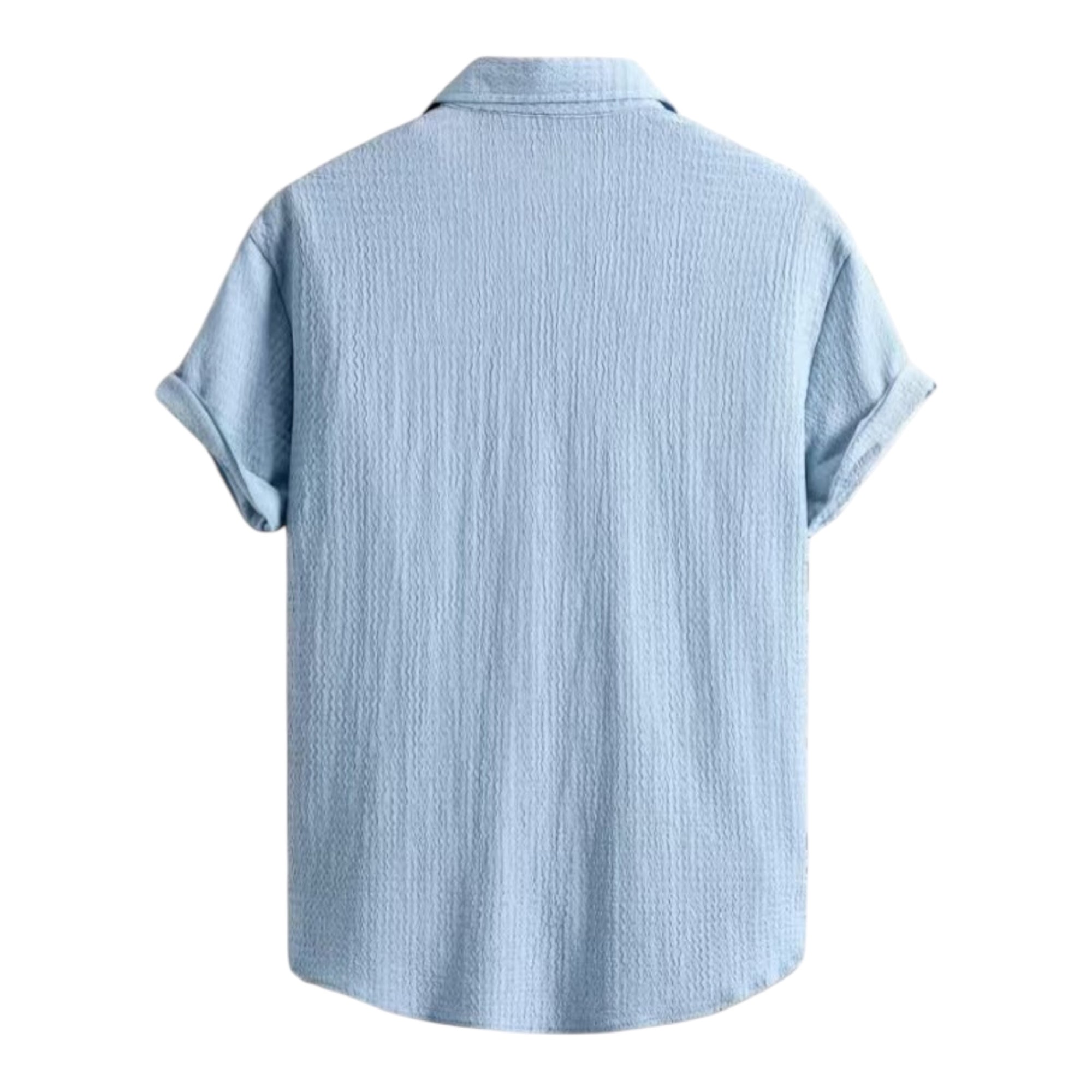 Men's Fashionable Casual Shirt Solid Color Polyester Fiber Leisure Wrinkle Fashion Men's Short Sleeve Shirt