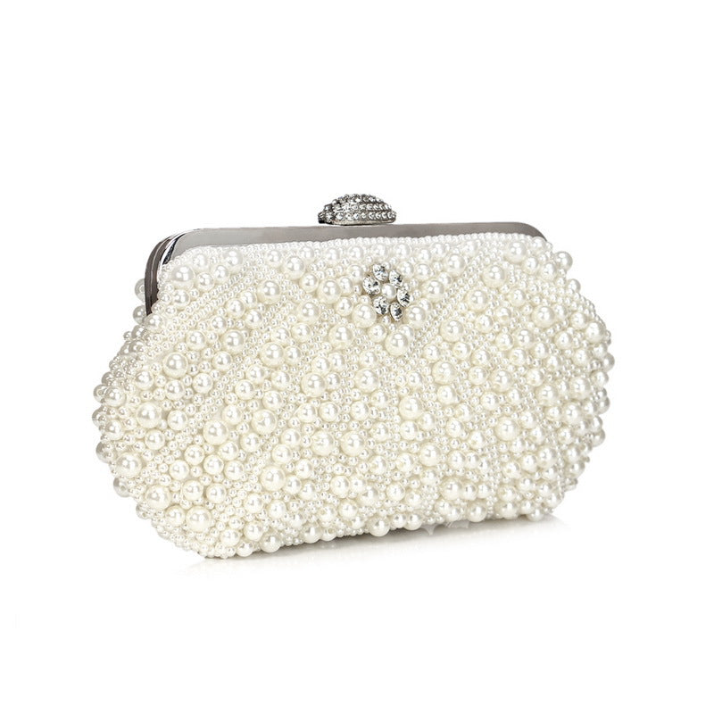 Women Evening Bags Embroidery Shell Flower Diamonds Prom Clutch With Handle Pearl Handbags Pearl Vintage Ladies Banquet Bag