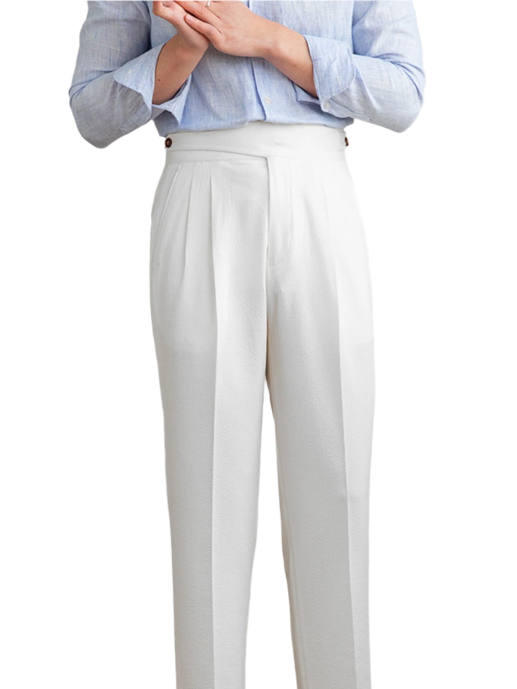 Men's Fashion Non-ironing Seersucker Casual Pants High Waist Straight Men's Pant