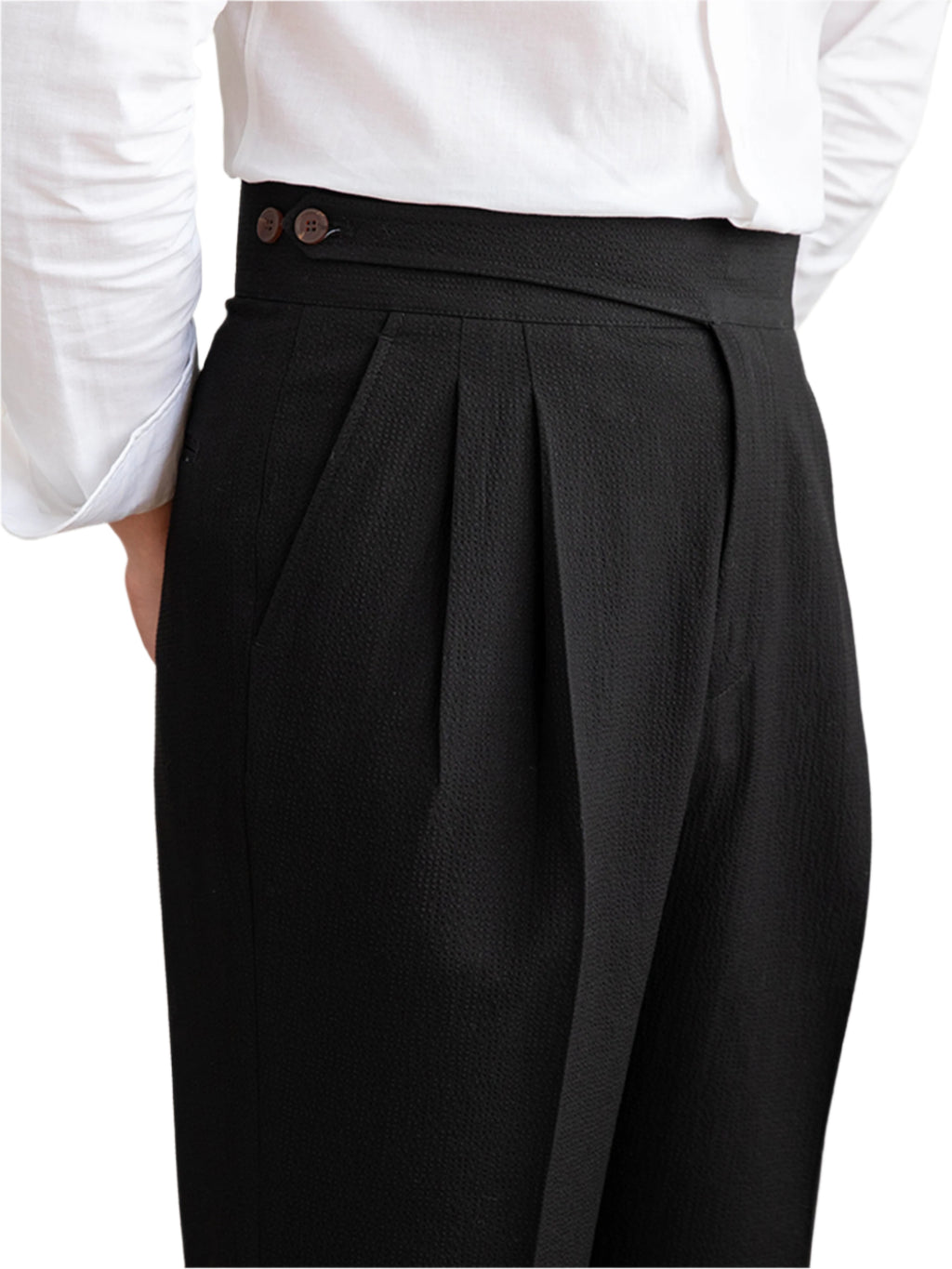 Men's Fashion Non-ironing Seersucker Casual Pants High Waist Straight Men's Pant