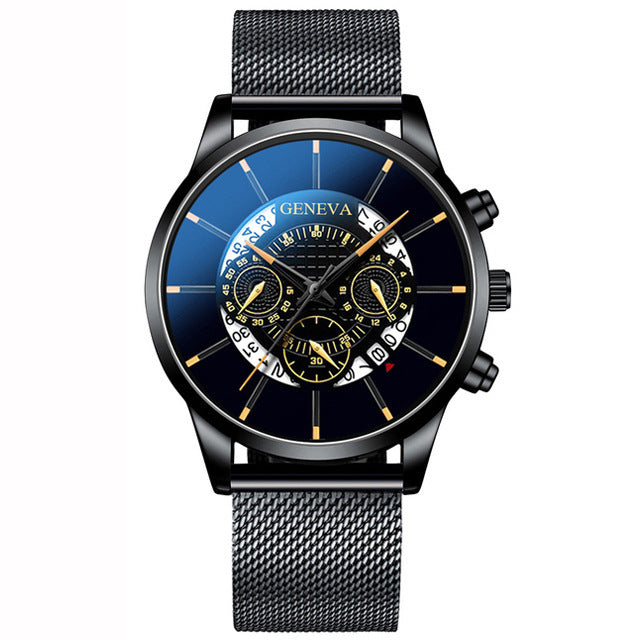 GINEVRA Men's Wrist Watch Military Stainless Steel Casual Date Analog Quartz Watch
