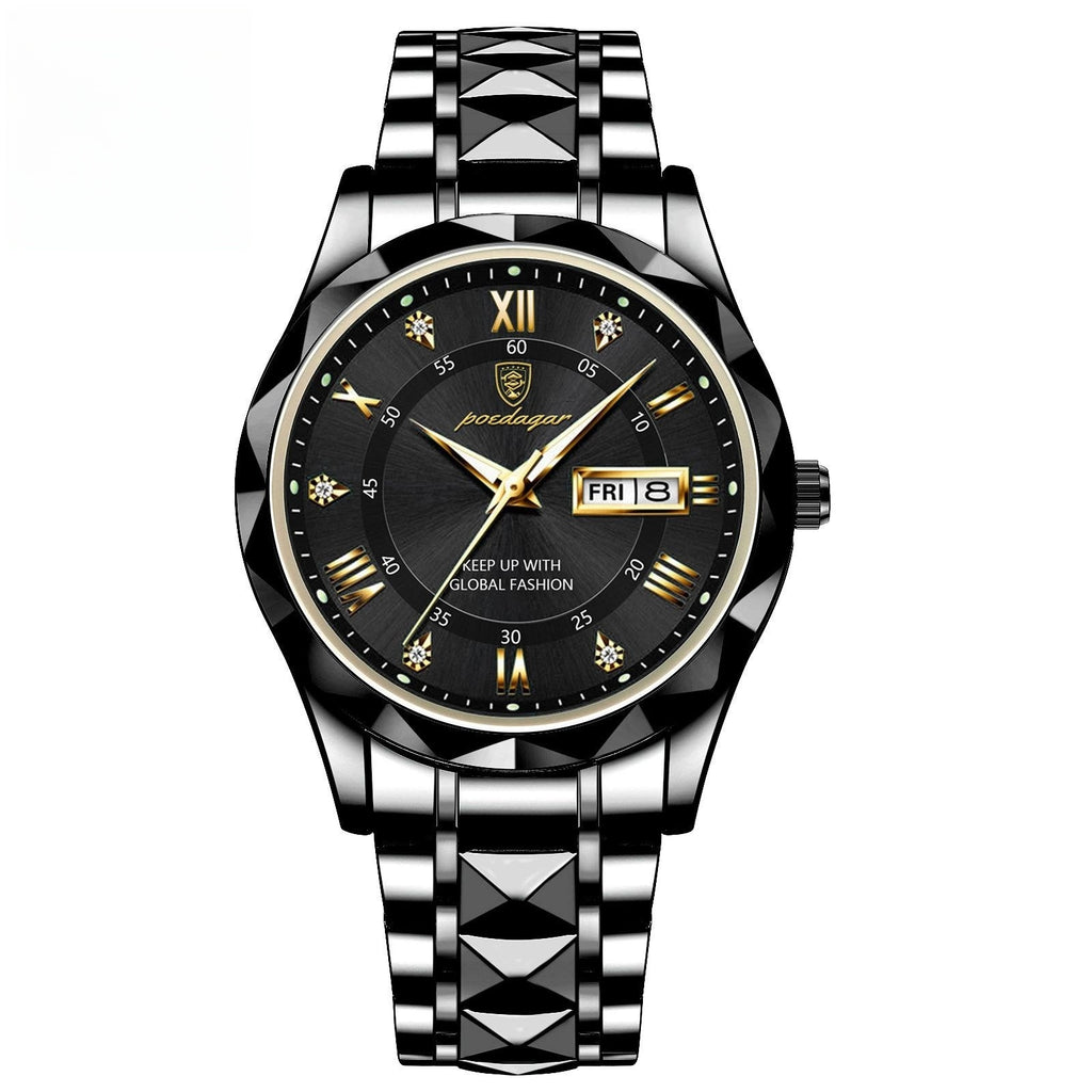 Waterdicht herenhorloge met dubbele kalender en lichtgevend quartzhorloge