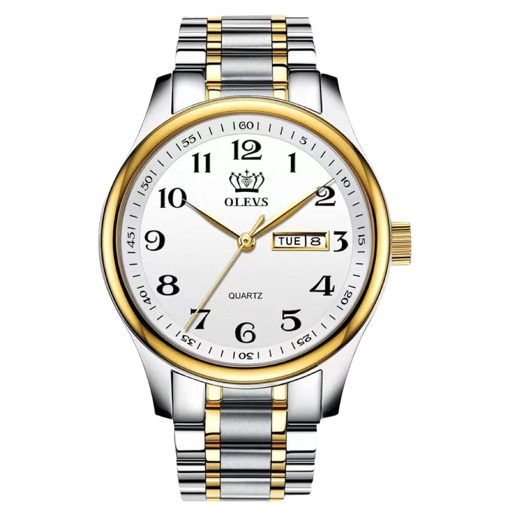 OLEVS Luxury Couple Quartz Watch Elegant Stainless Steel Watch Luminous Waterproof Week Date Quartz Wristwatch - Acquisti Online