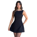Fashionable Women's Slim-fitting Backless Dress Short Sleeveless Dresses High Waist Backless Women's Party Dress - Acquisti Online