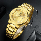 HOURSLY HY1371 Fashion China Man Quartz Watch Exclusive Steel Strap Water Resist Luminous Calendar Casual Men's Watch
