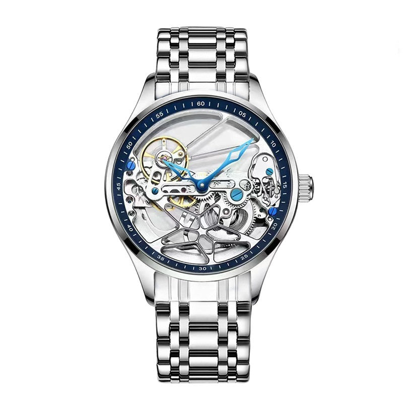 Orologio da polso meccanico automatico da uomo con volano cavo bifacciale impermeabile Orologio meccanico automatico da uomo