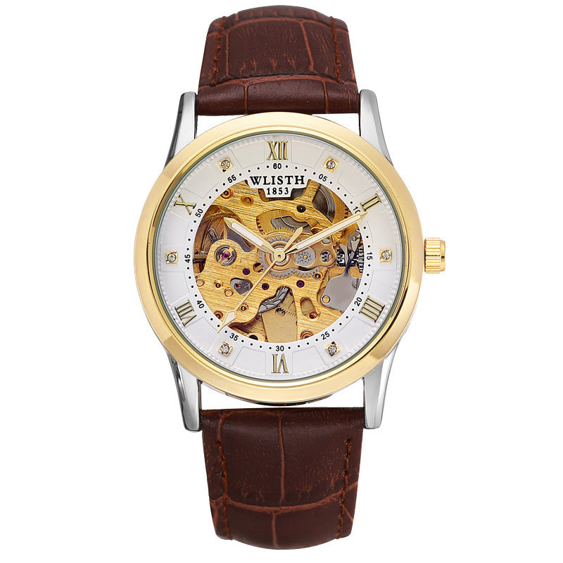 Orologio meccanico automatico da uomo in acciaio inossidabile, orologio impermeabile scheletrato vintage, orologio da uomo impermeabile luminoso