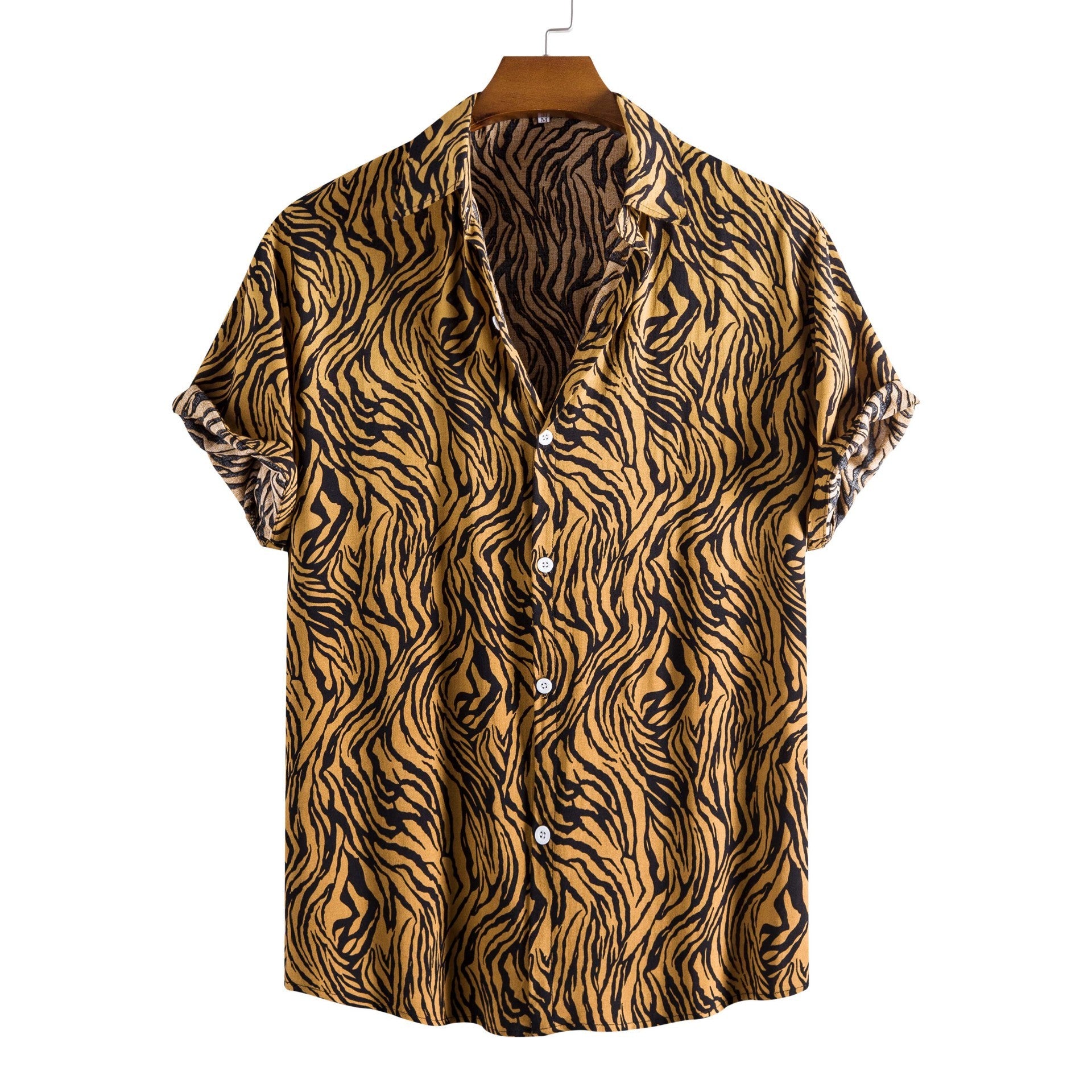 Men's Fashionable Casual Shirt Short Sleeve Pattern Viscose Cotton shirt Series Casual Flower Hawaiian Men's Shirt