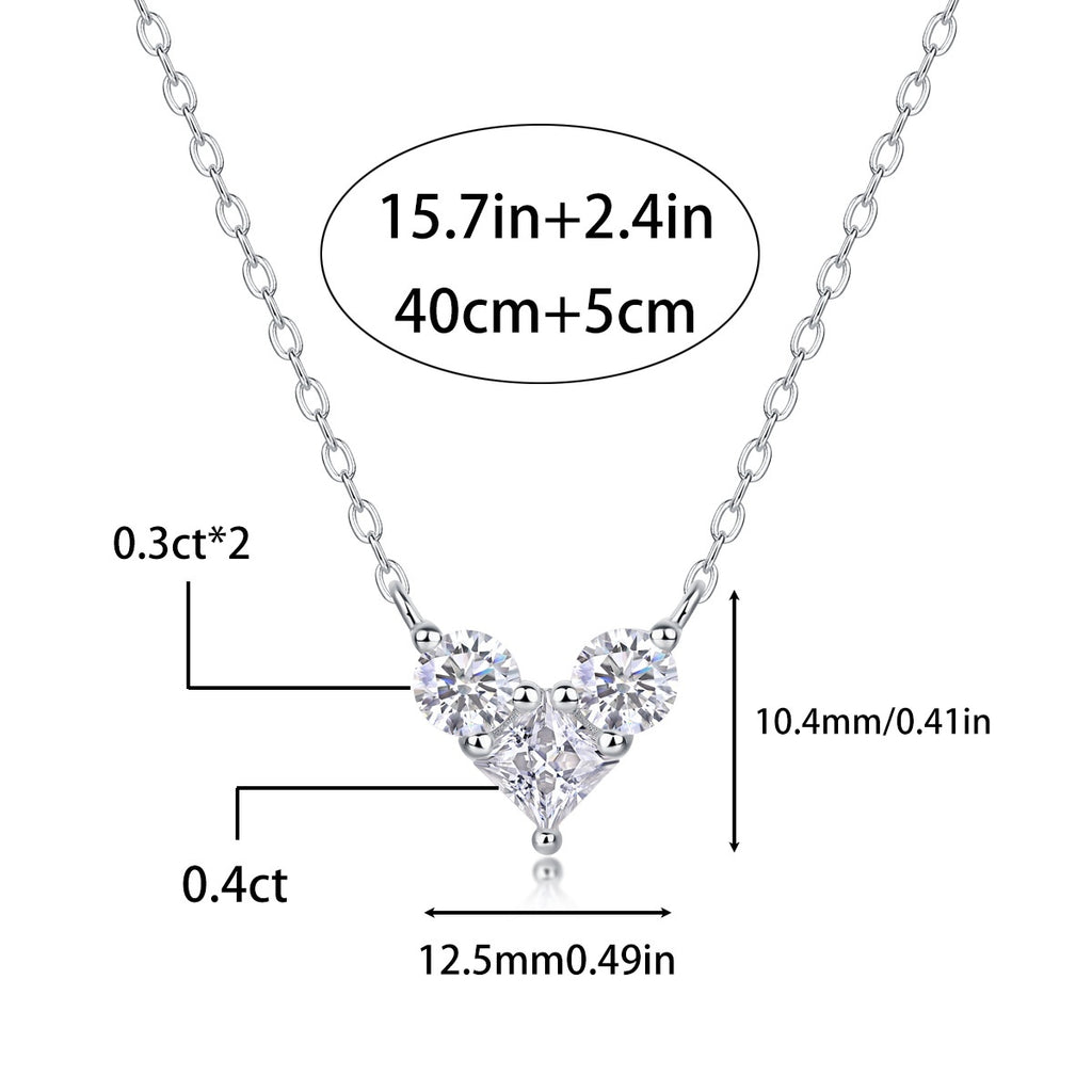 Women Luxury Necklace S925 Sterling Silver Pendant Moissanite Diamond High Quality Heart Shape Women's Necklace