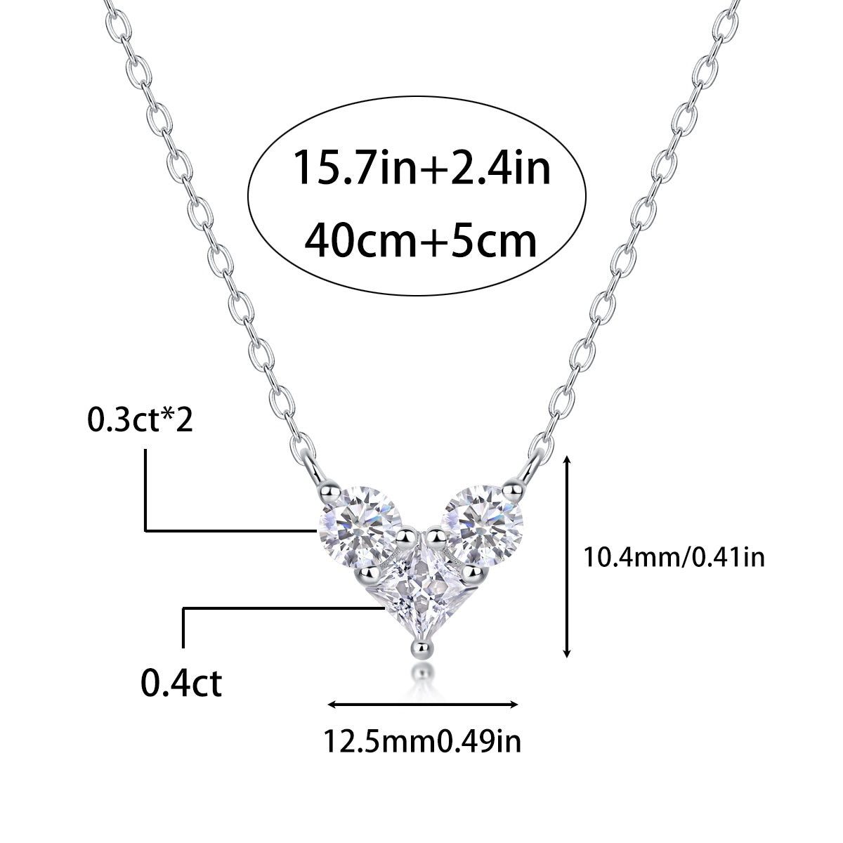 Women Luxury Necklace S925 Sterling Silver Pendant Moissanite Diamond High Quality Heart Shape Women's Necklace