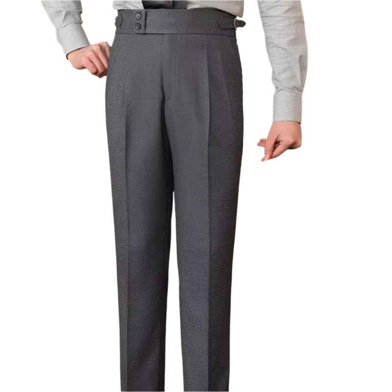 Men's Adjustable Buckle High Waist Straight Casual Suit Pants