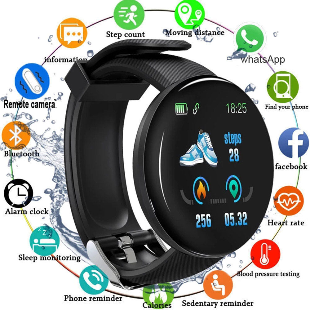 D18 Round  Smart Watch Color Screen Sports Pedometer Sleep