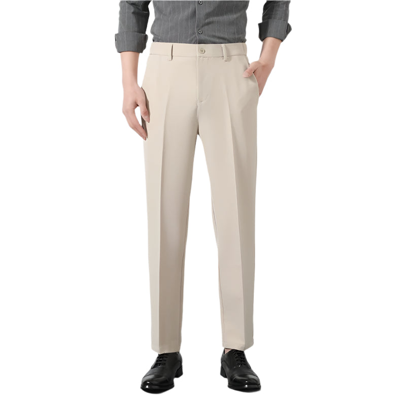 Heren modieuze zakelijke casual formele broek effen kleur polyester rits gulp micro elasticiteit heren casual formele broek
