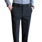 Yarn-dyed Light Luxury Striped Texture Men's Suit Pants Stretch Casual