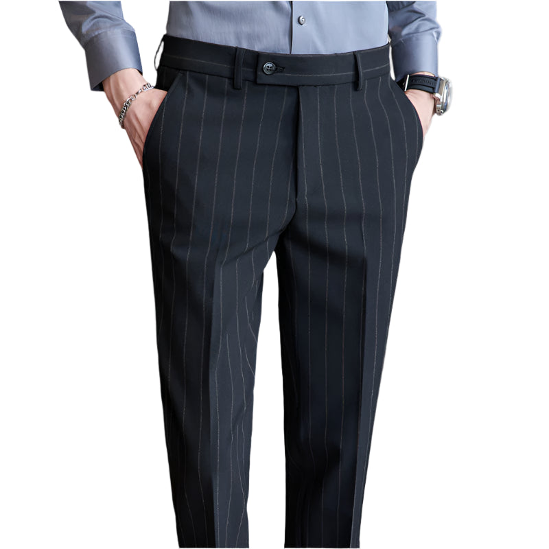 Heren modieuze casual formele broek garengeverfd licht luxe gestreepte textuur heren zakelijk pak stretch casual broek