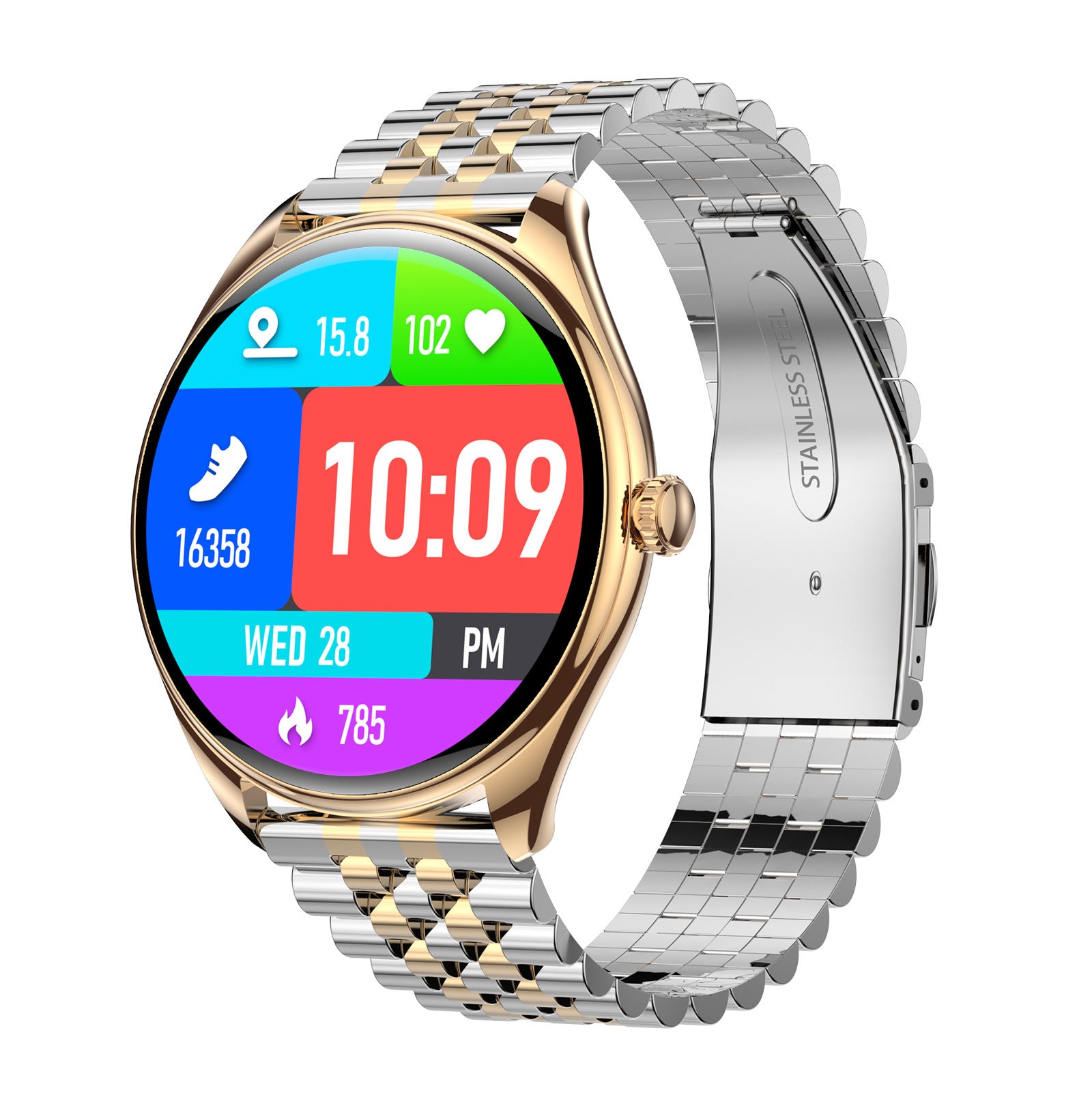 Smartwatch ultrasottile da 143 pollici con cardiofrequenzimetro, ossigeno nel sangue, chiamate Bluetooth e assistente vocale