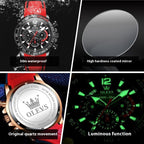 OLEVS Brand Multifunctional Waterproof Luminous Men Quartz Watch Silicone Band Multi-function Luminous Quartz Watch